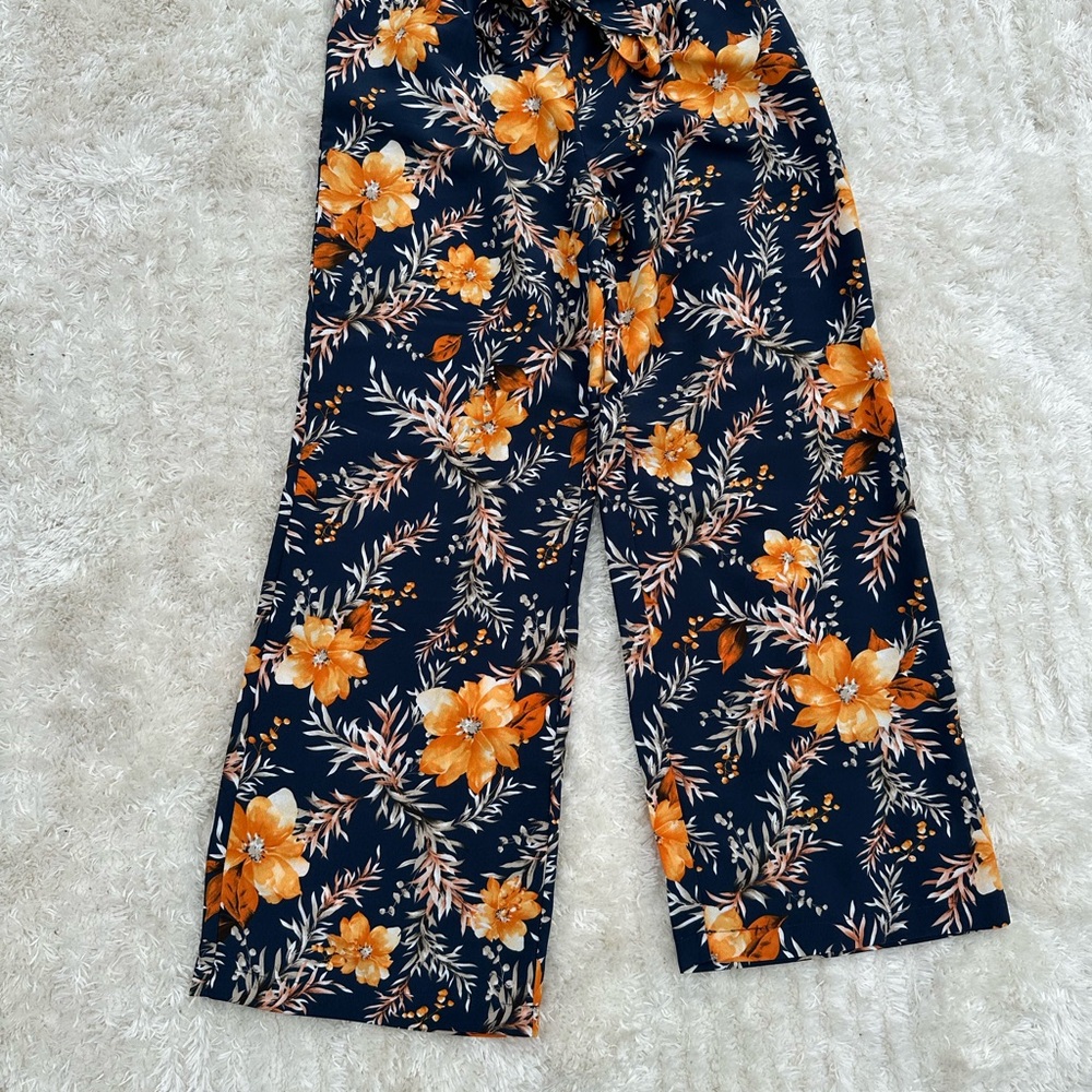 Floral Bottoms in Navy and Orange